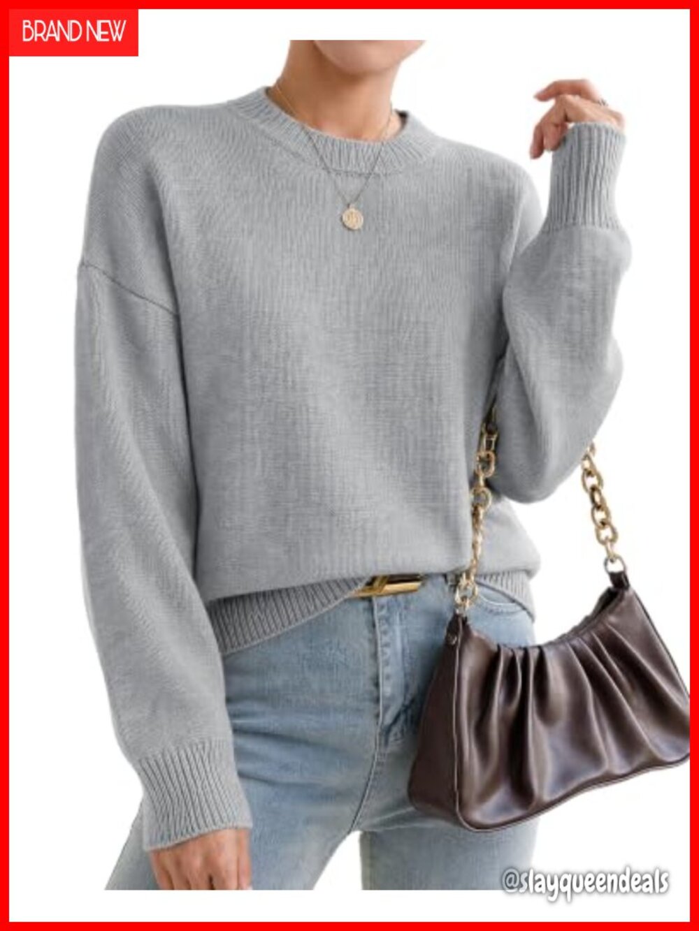 Cashmere Crewneck Oversized Pullover Sweater Women